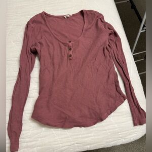 tentree Dusty Rose Buttoned Long Sleeve Blouse